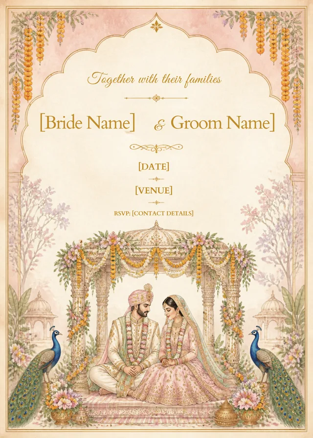 Peacock Mandap Arch free wedding invitation
